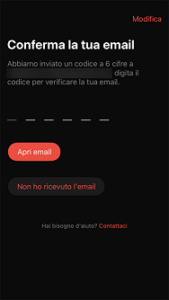 Conferma codice eMail